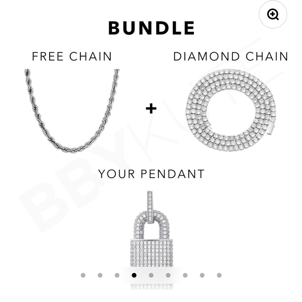 Women’s 16” rope & rhinestone necklace and rhinestone lock
